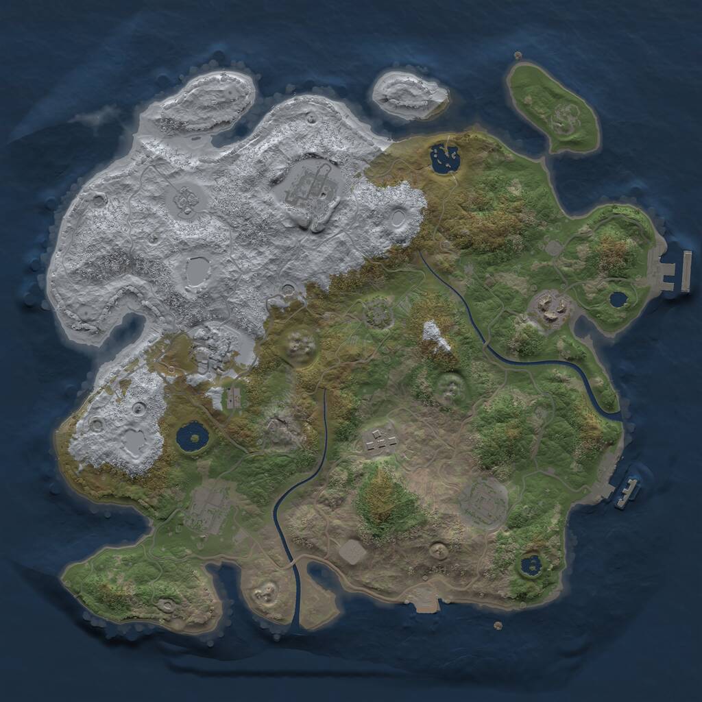 Rust Map: Procedural Map, Size: 3450, Seed: 57917800, 13 Monuments