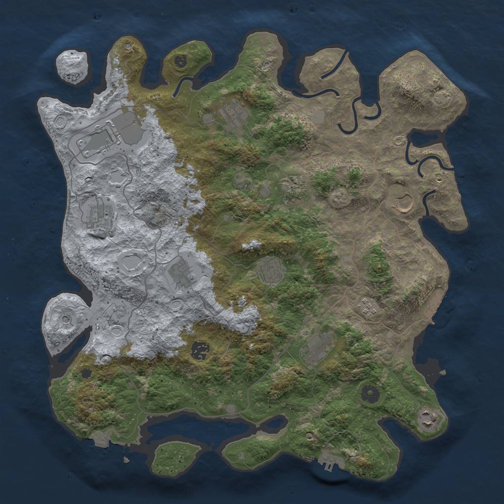 Rust Map: Procedural Map, Size: 4096, Seed: 110003516, 19 Monuments