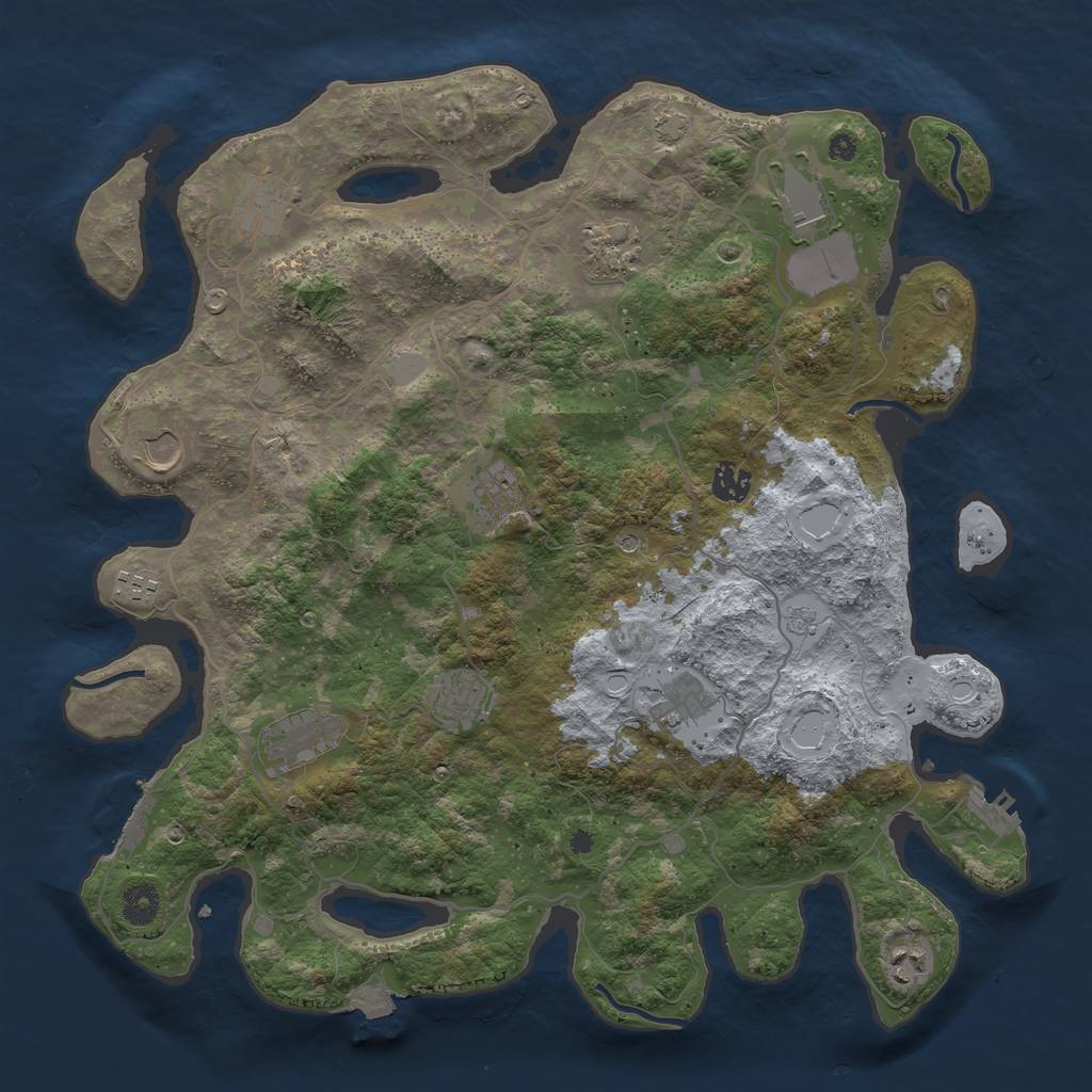 Rust Map: Procedural Map, Size: 4050, Seed: 1065666924, 19 Monuments