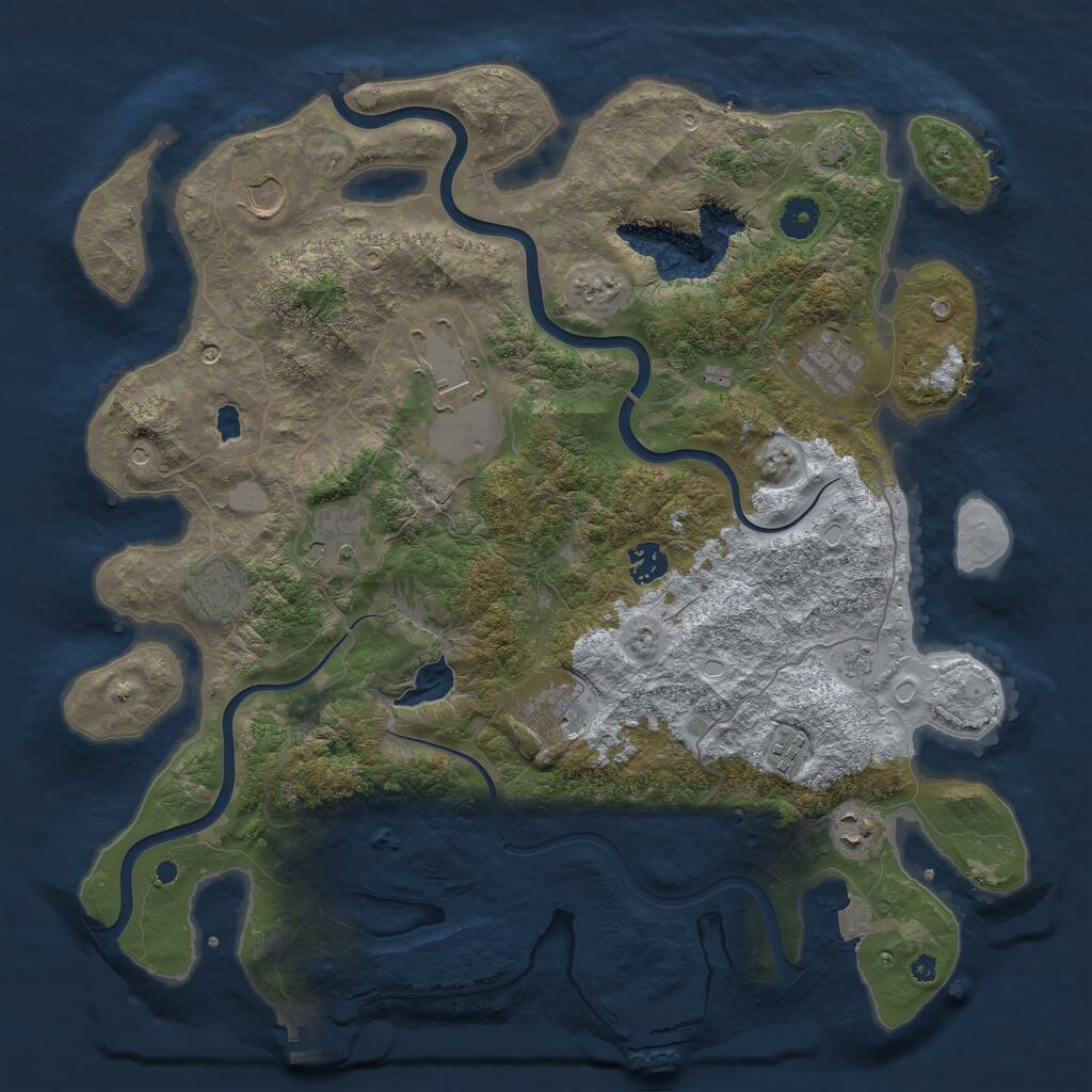Rust Map: Procedural Map, Size: 4050, Seed: 1065666924, 15 Monuments