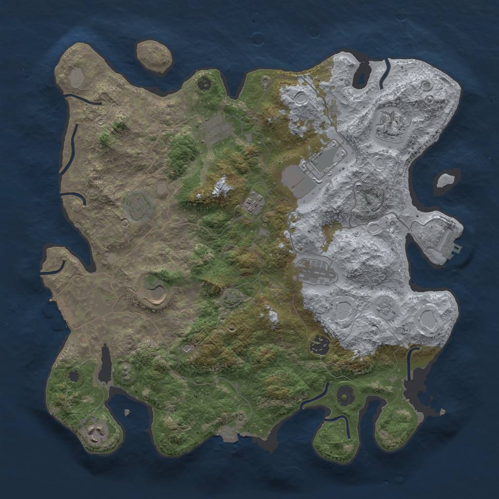 Rust Map: Procedural Map, Size: 3850, Seed: 80523411, 17 Monuments