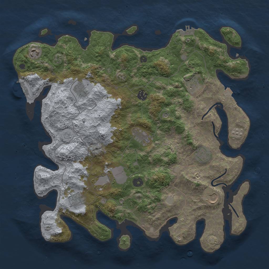 Rust Map: Procedural Map, Size: 4000, Seed: 1010778072, 18 Monuments