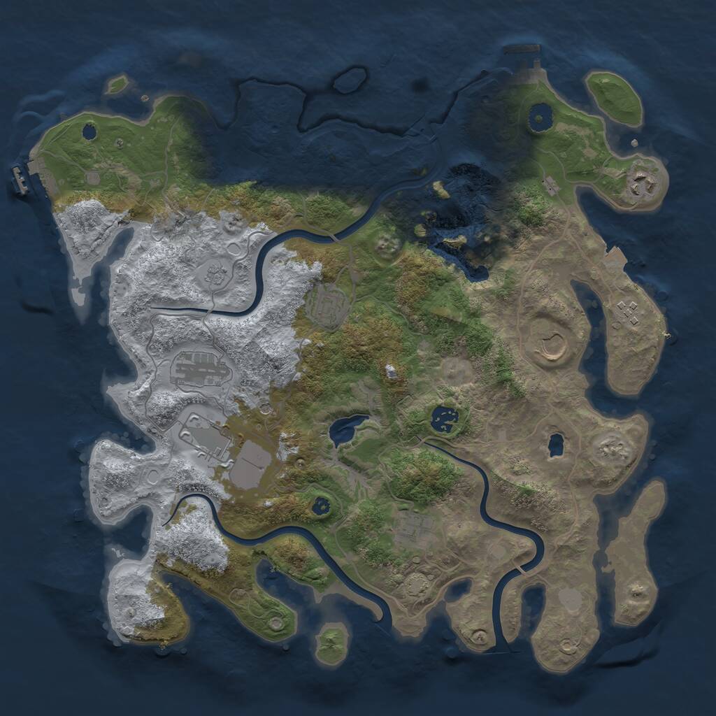 Rust Map: Procedural Map, Size: 4000, Seed: 1010778072, 14 Monuments