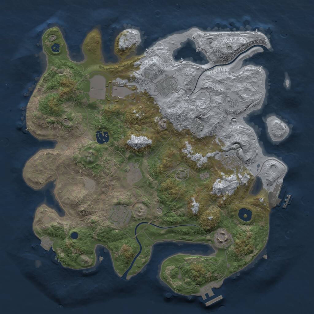 Rust Map: Procedural Map, Size: 3500, Seed: 841803769, 14 Monuments