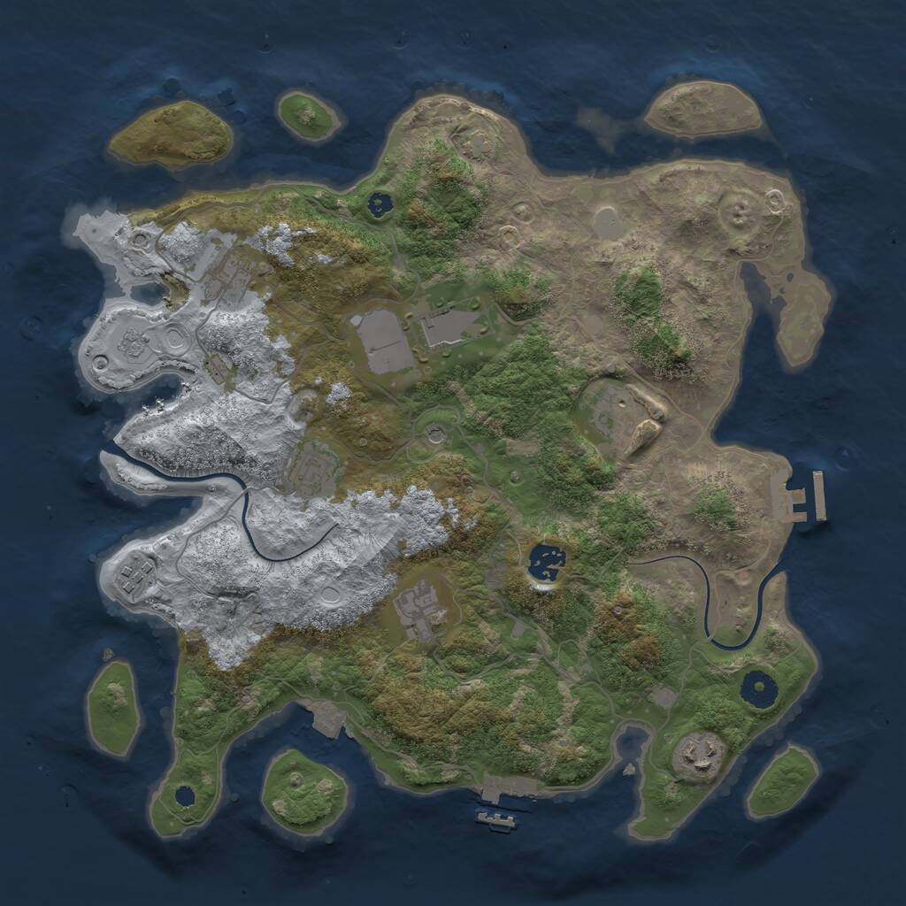 Rust Map: Procedural Map, Size: 3700, Seed: 54176766, 14 Monuments