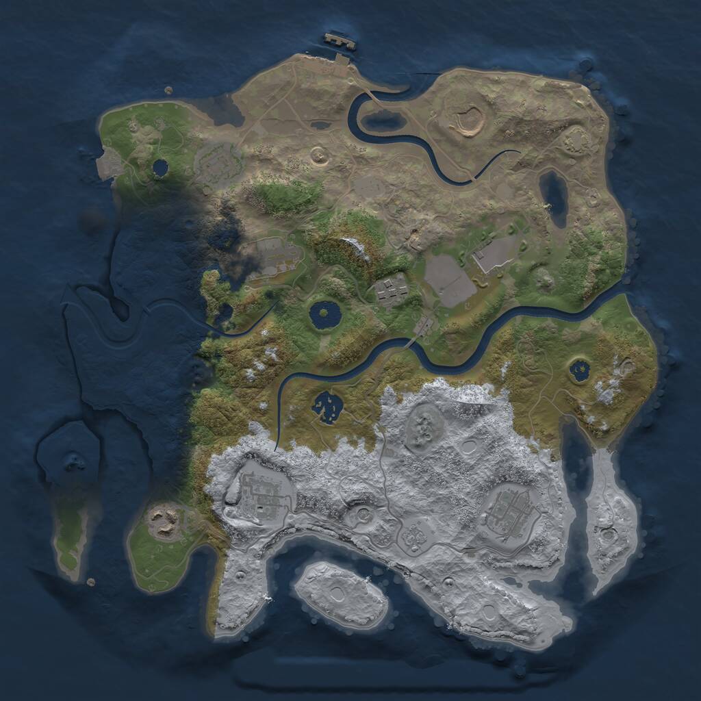 Rust Map: Procedural Map, Size: 3500, Seed: 29957189, 14 Monuments