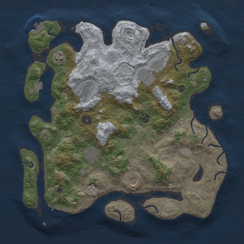 Rust Map: Procedural Map, Size: 3700, Seed: 29342073, 15 Monuments