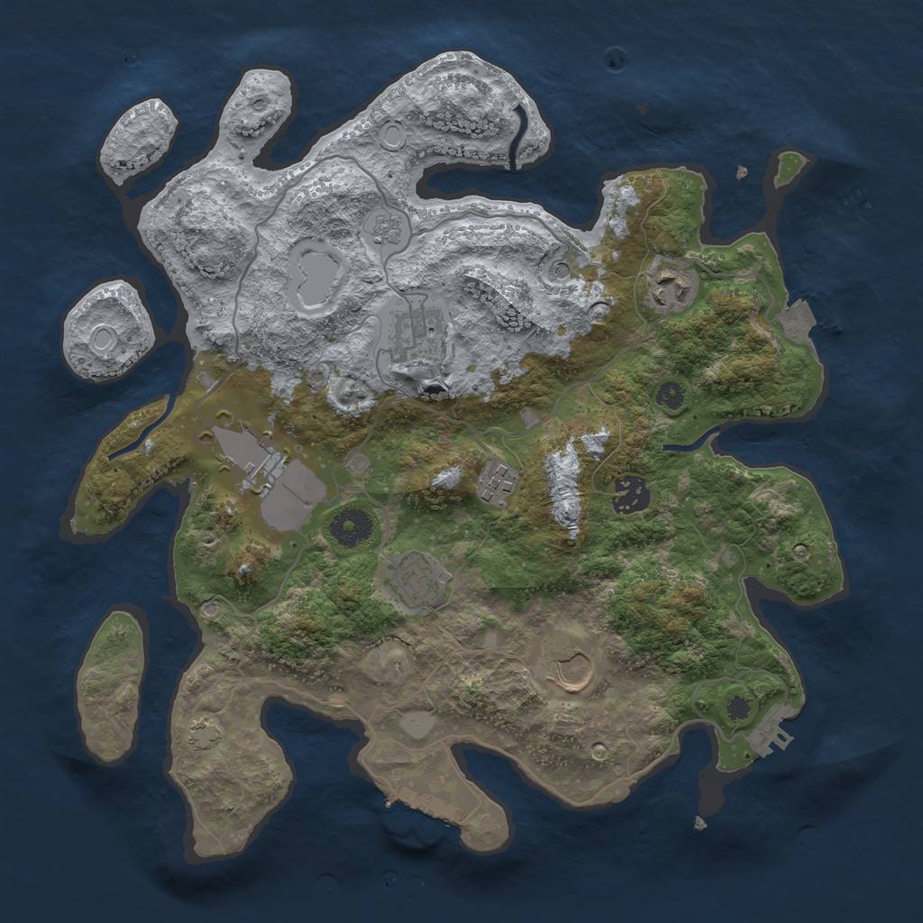 Rust Map: Procedural Map, Size: 3500, Seed: 1912586944, 15 Monuments