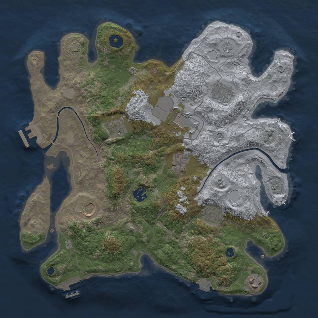 Rust Map: Procedural Map, Size: 3500, Seed: 1750489453, 15 Monuments