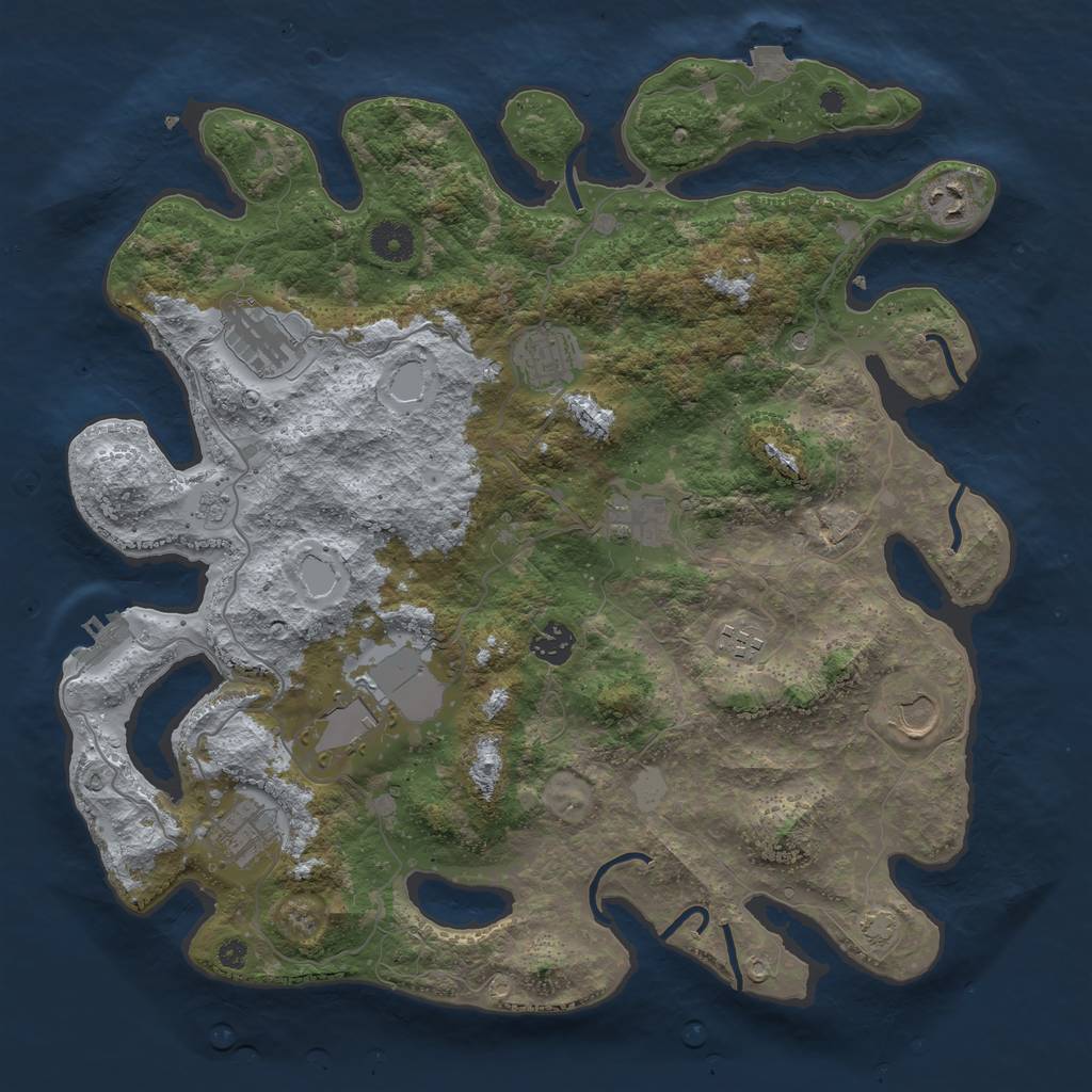 Rust Map: Procedural Map, Size: 3850, Seed: 63297514, 16 Monuments