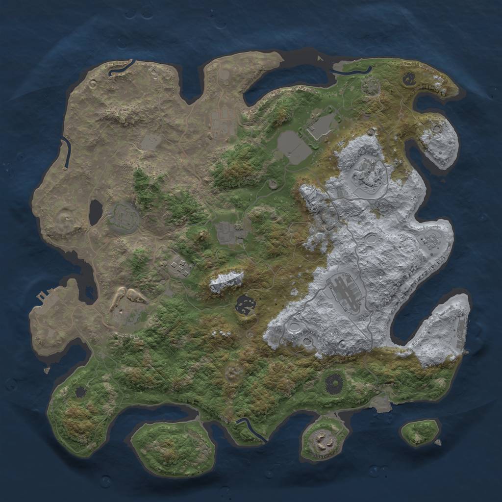 Rust Map: Procedural Map, Size: 3850, Seed: 10228307, 18 Monuments