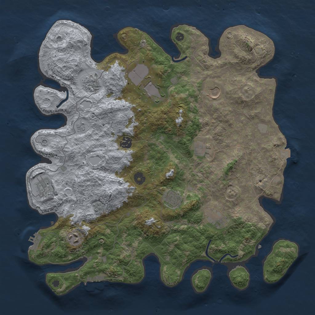 Rust Map: Procedural Map, Size: 3950, Seed: 74179499, 18 Monuments