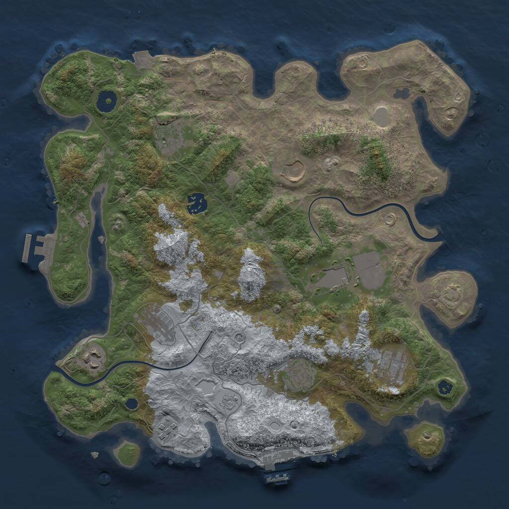Rust Map: Procedural Map, Size: 3600, Seed: 81131094, 15 Monuments