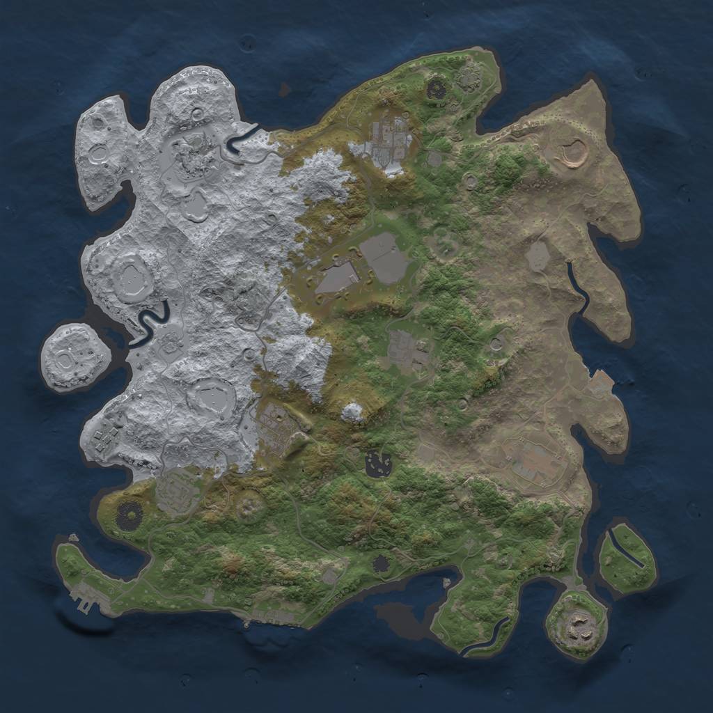 Rust Map: Procedural Map, Size: 3700, Seed: 746568688, 19 Monuments