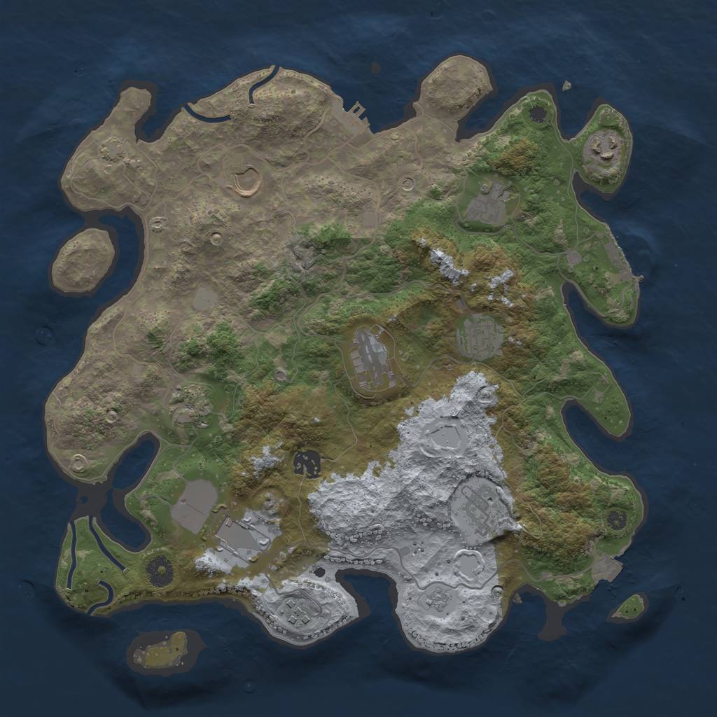 Rust Map: Procedural Map, Size: 3700, Seed: 62898466, 18 Monuments