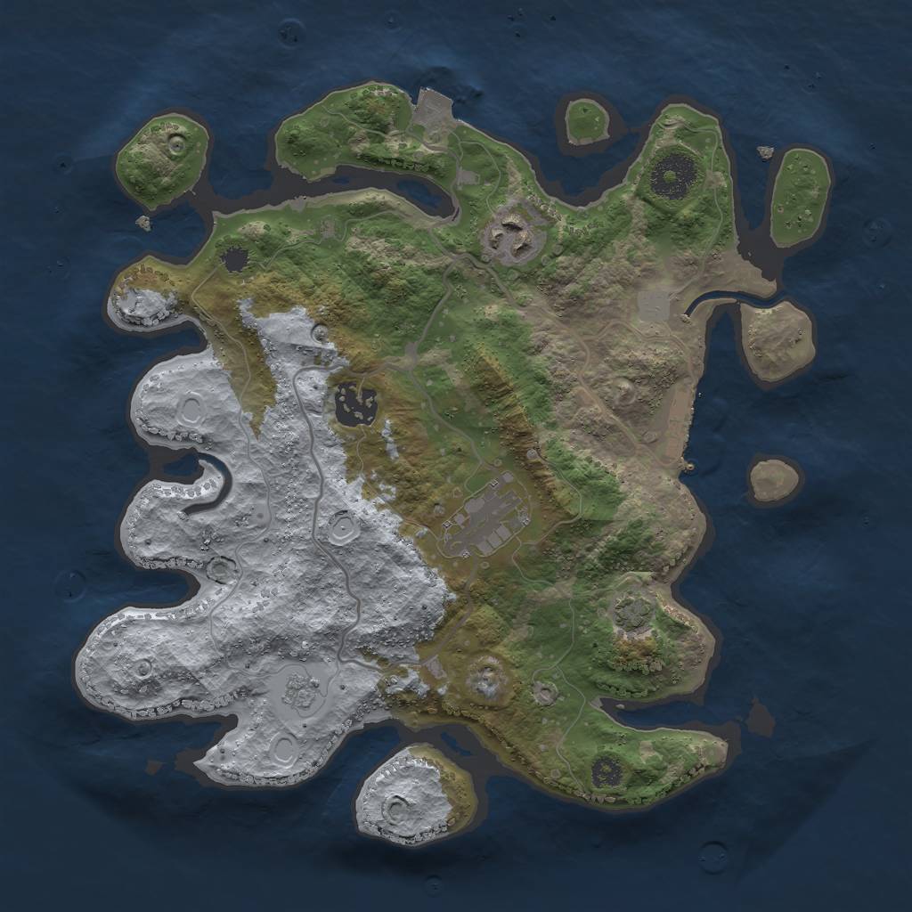 Rust Map: Procedural Map, Size: 3000, Seed: 2897160, 9 Monuments