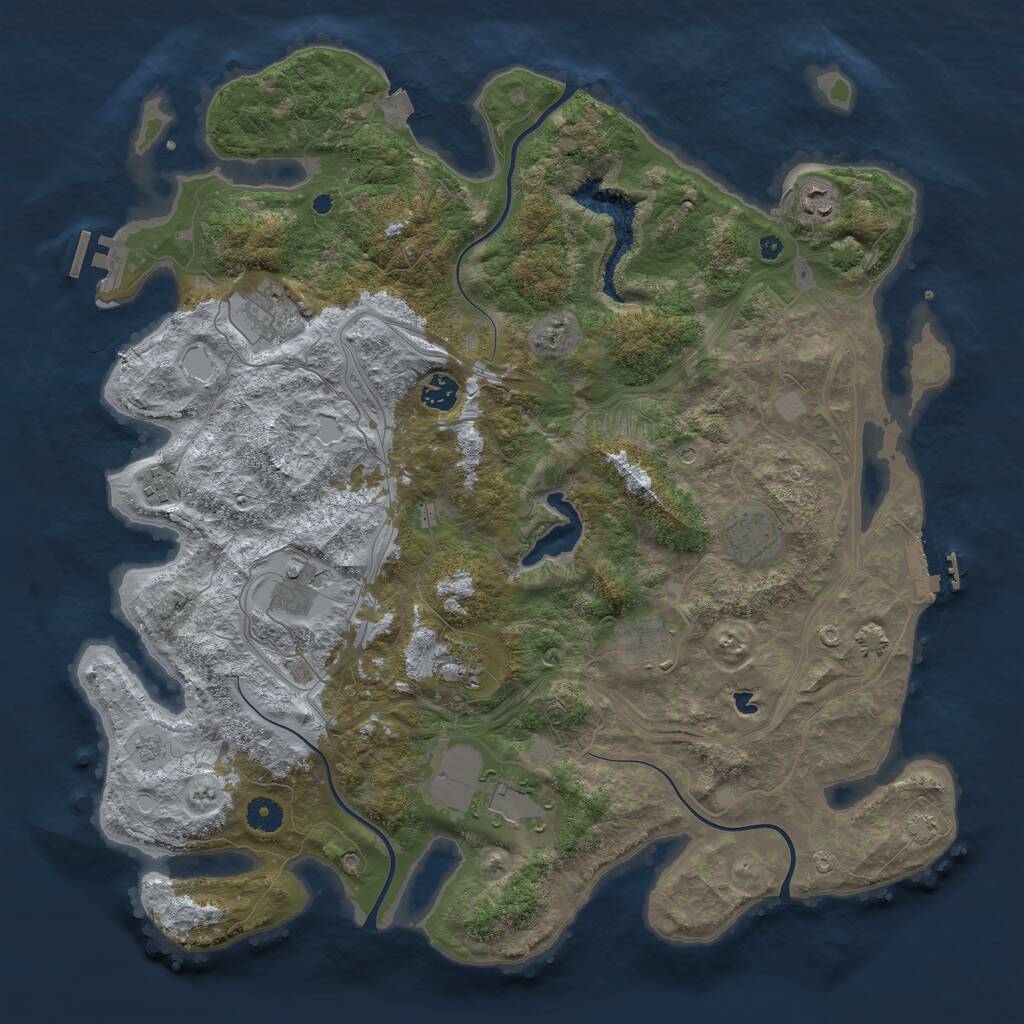 Rust Map: Procedural Map, Size: 4300, Seed: 2054306021, 15 Monuments