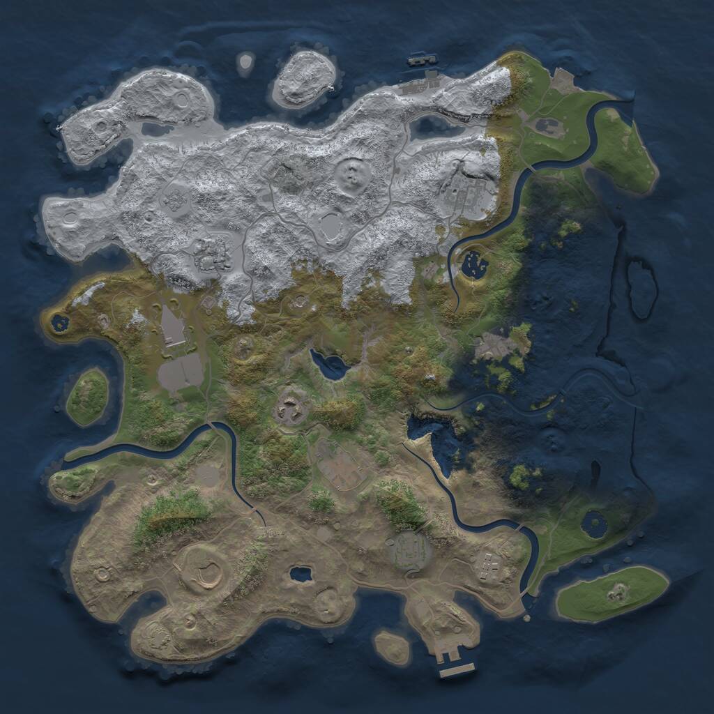 Rust Map: Procedural Map, Size: 4100, Seed: 39746077, 16 Monuments