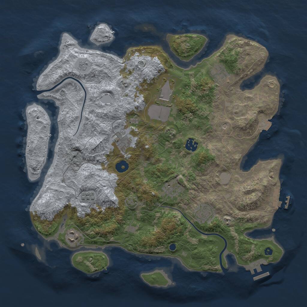 Rust Map: Procedural Map, Size: 3700, Seed: 17130843, 14 Monuments