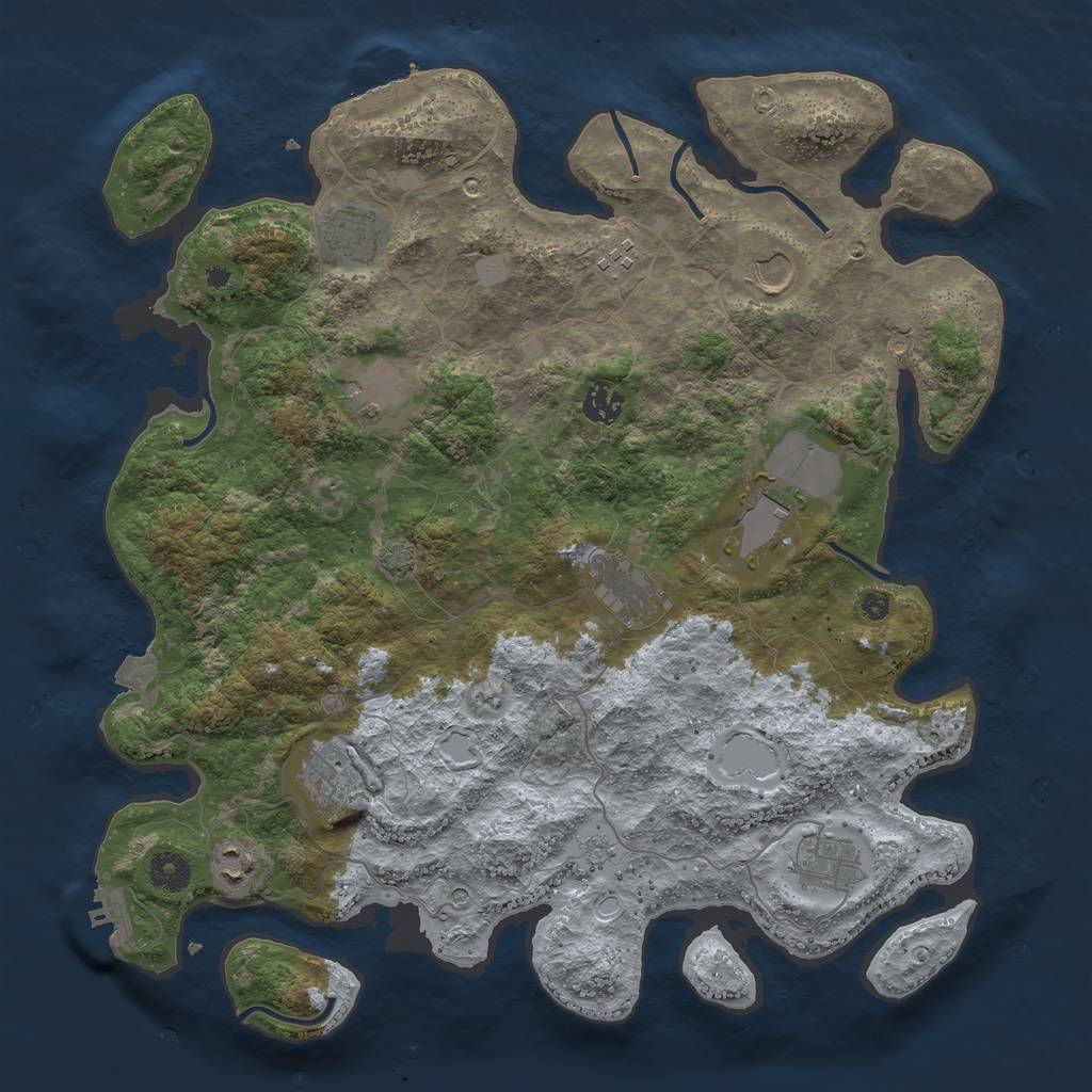 Rust Map: Procedural Map, Size: 3950, Seed: 87550585, 18 Monuments