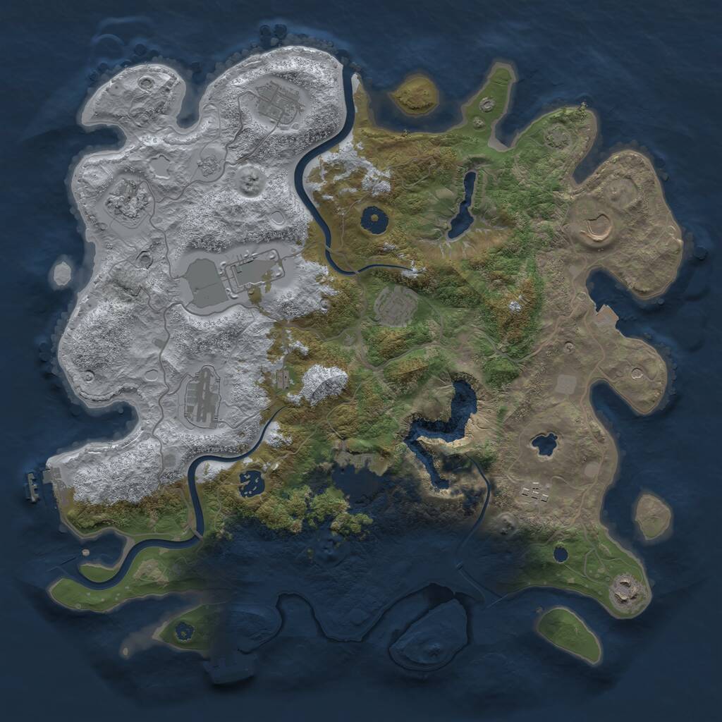 Rust Map: Procedural Map, Size: 4000, Seed: 7405120, 16 Monuments