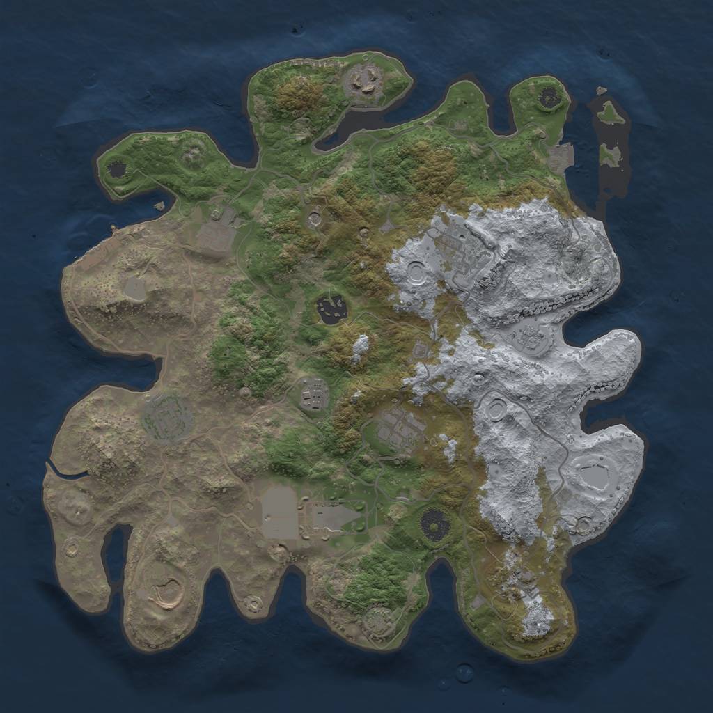 Rust Map: Procedural Map, Size: 3550, Seed: 19259387, 17 Monuments
