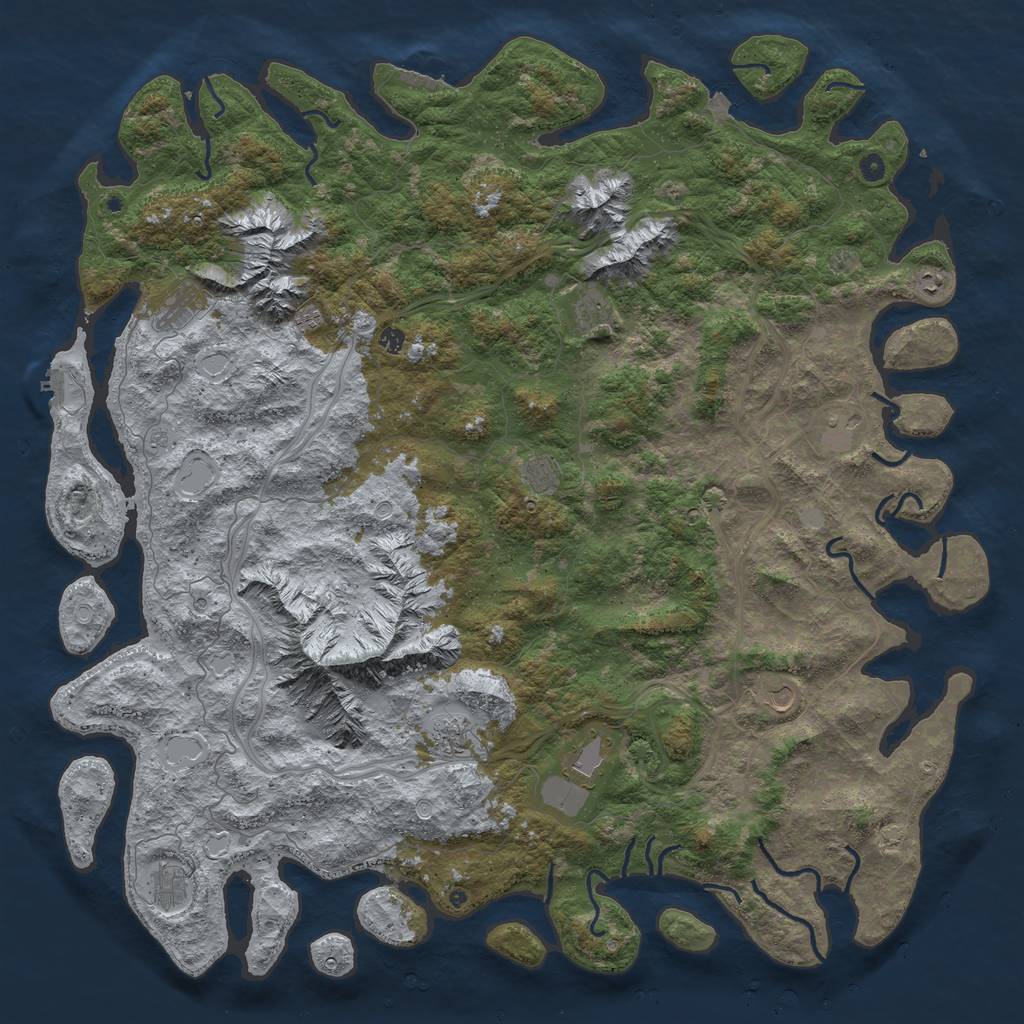Rust Map: Procedural Map, Size: 6000, Seed: 550399388, 19 Monuments