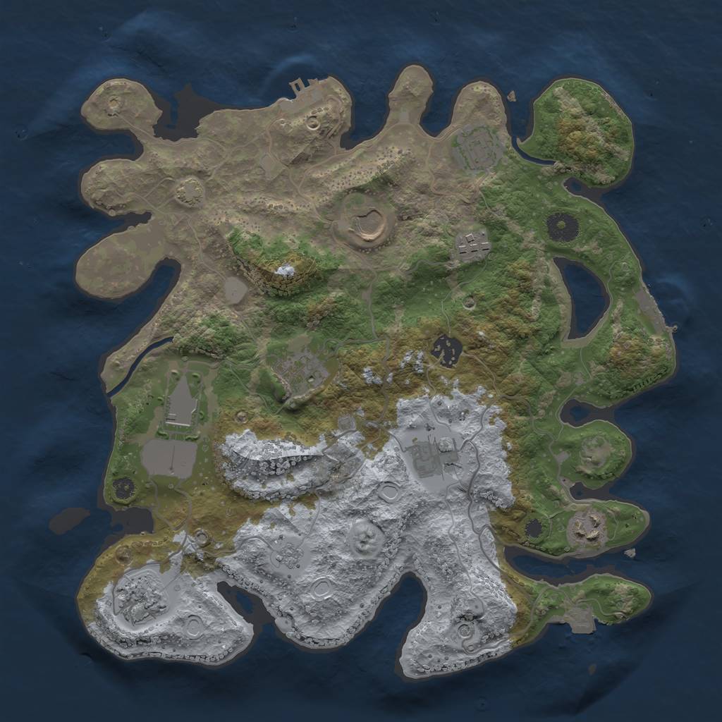 Rust Map: Procedural Map, Size: 3500, Seed: 47227267, 17 Monuments