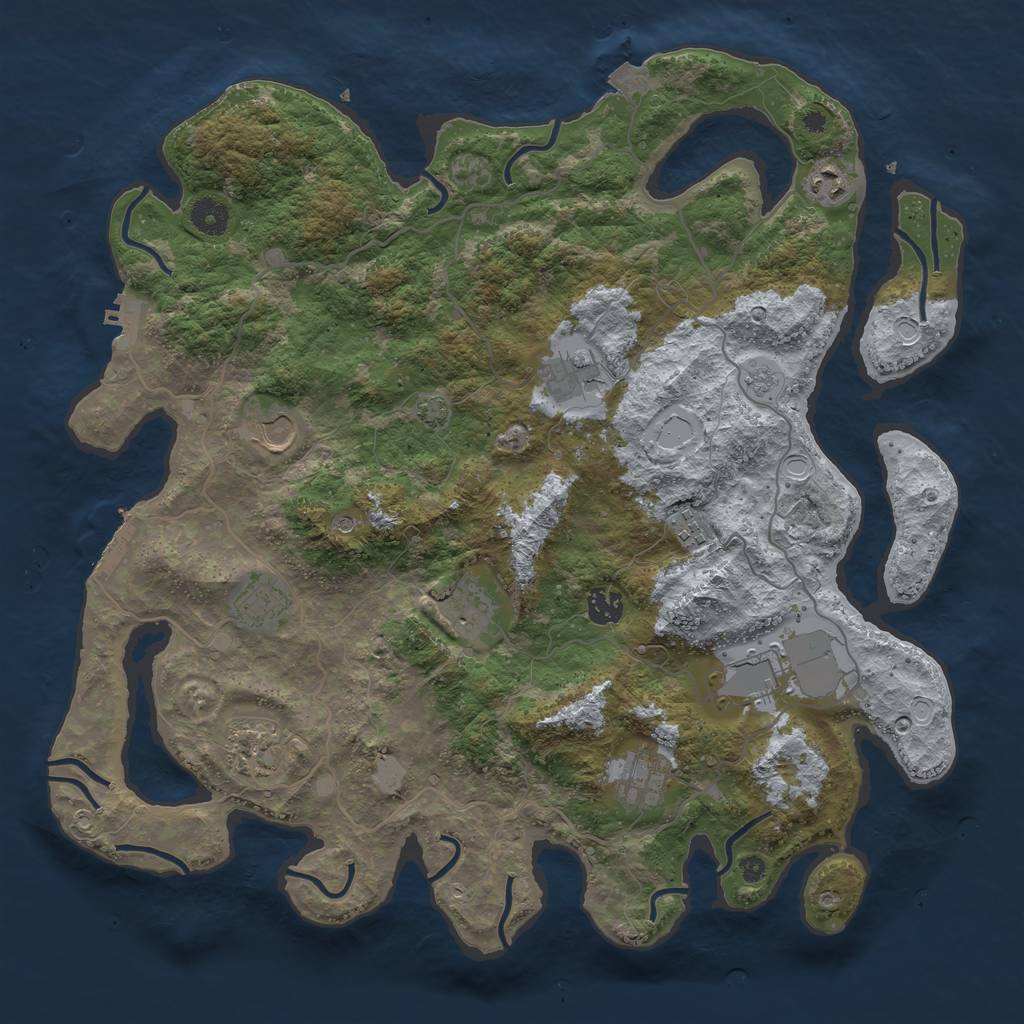 Rust Map: Procedural Map, Size: 4100, Seed: 84883461, 18 Monuments