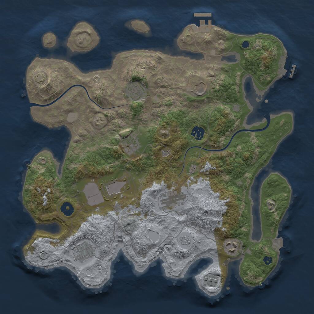 Rust Map: Procedural Map, Size: 3600, Seed: 13967768, 15 Monuments