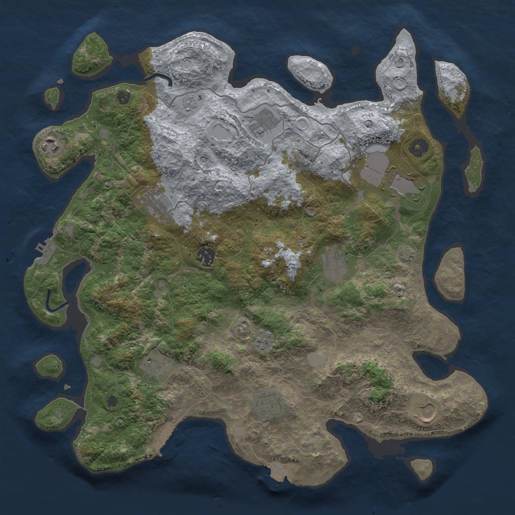 Rust Map: Procedural Map, Size: 4100, Seed: 40855707, 18 Monuments