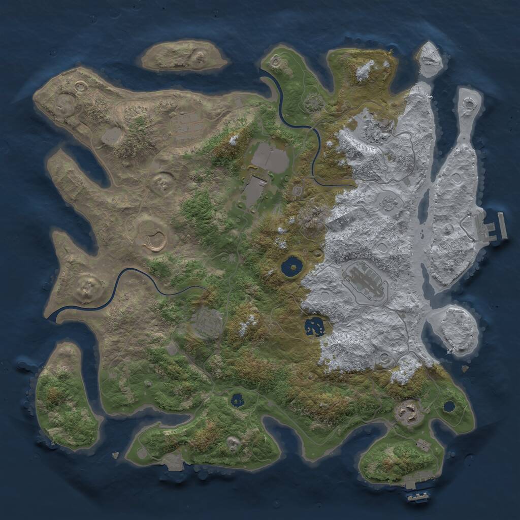 Rust Map: Procedural Map, Size: 3850, Seed: 27963047, 14 Monuments