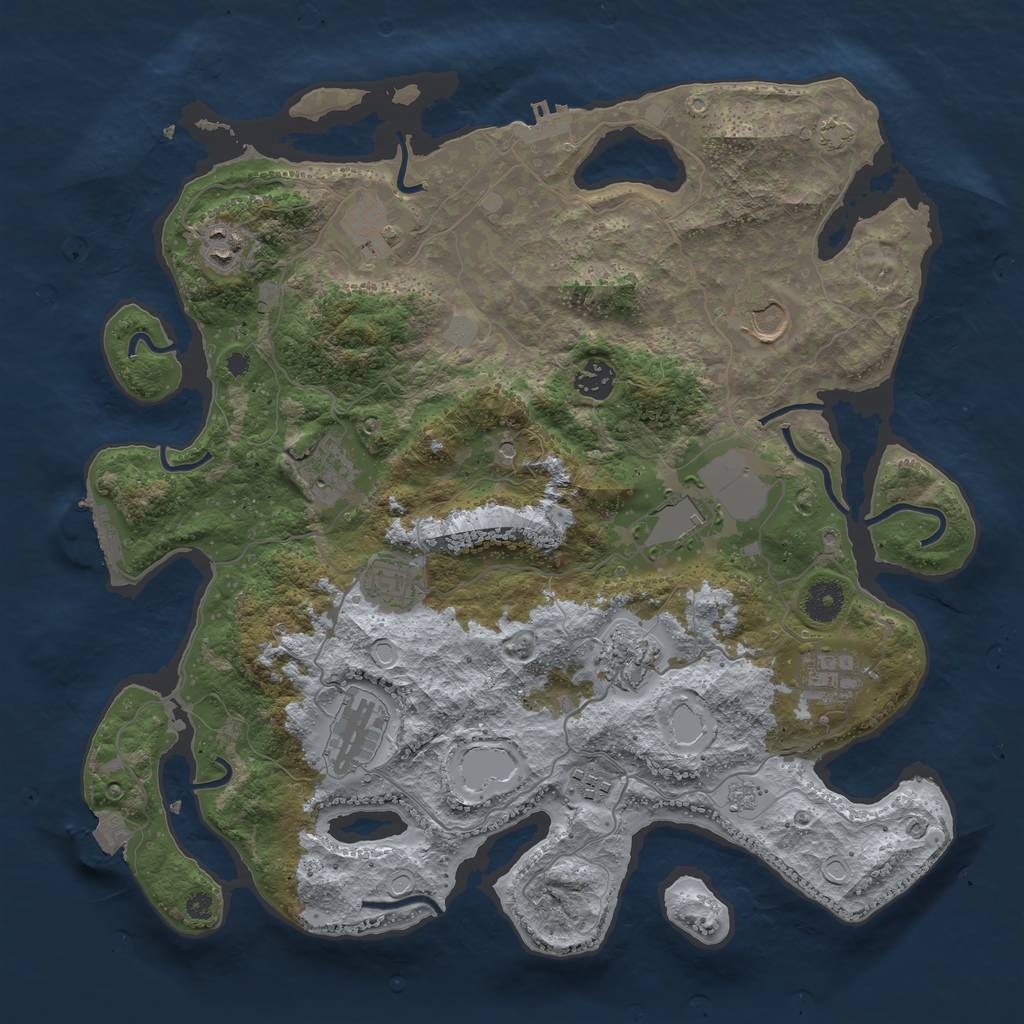 Rust Map: Procedural Map, Size: 3850, Seed: 4100477, 19 Monuments