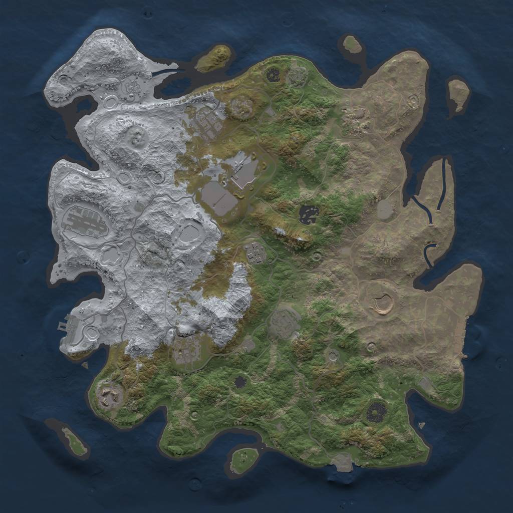 Rust Map: Procedural Map, Size: 3750, Seed: 616196, 18 Monuments