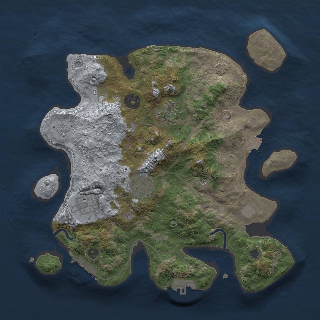 Rust Map: Procedural Map, Size: 3000, Seed: 1152748221, 11 Monuments