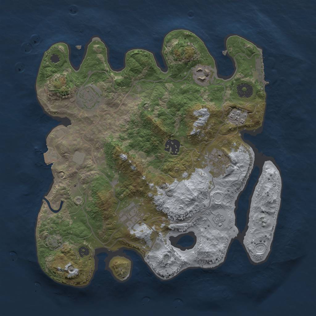 Rust Map: Procedural Map, Size: 3000, Seed: 850808901, 12 Monuments