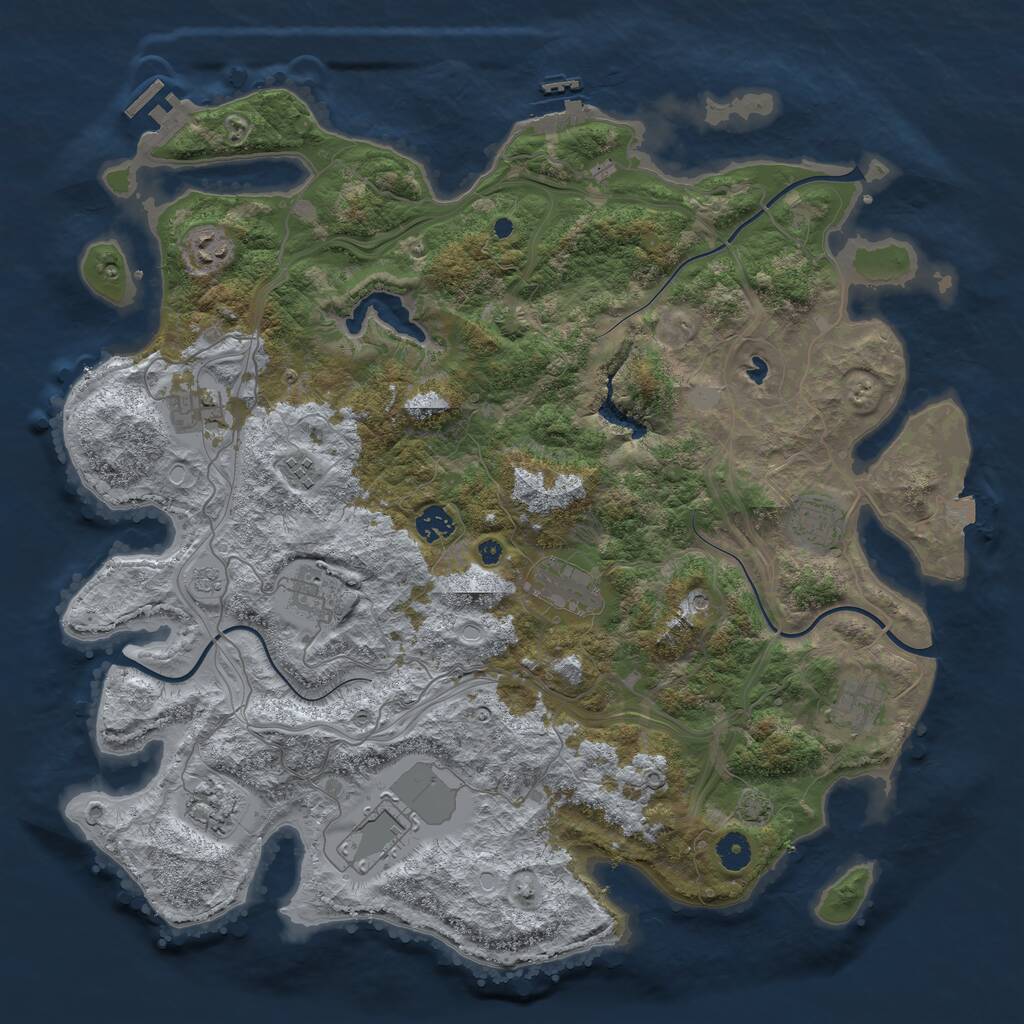 Rust Map: Procedural Map, Size: 4300, Seed: 93188386, 16 Monuments