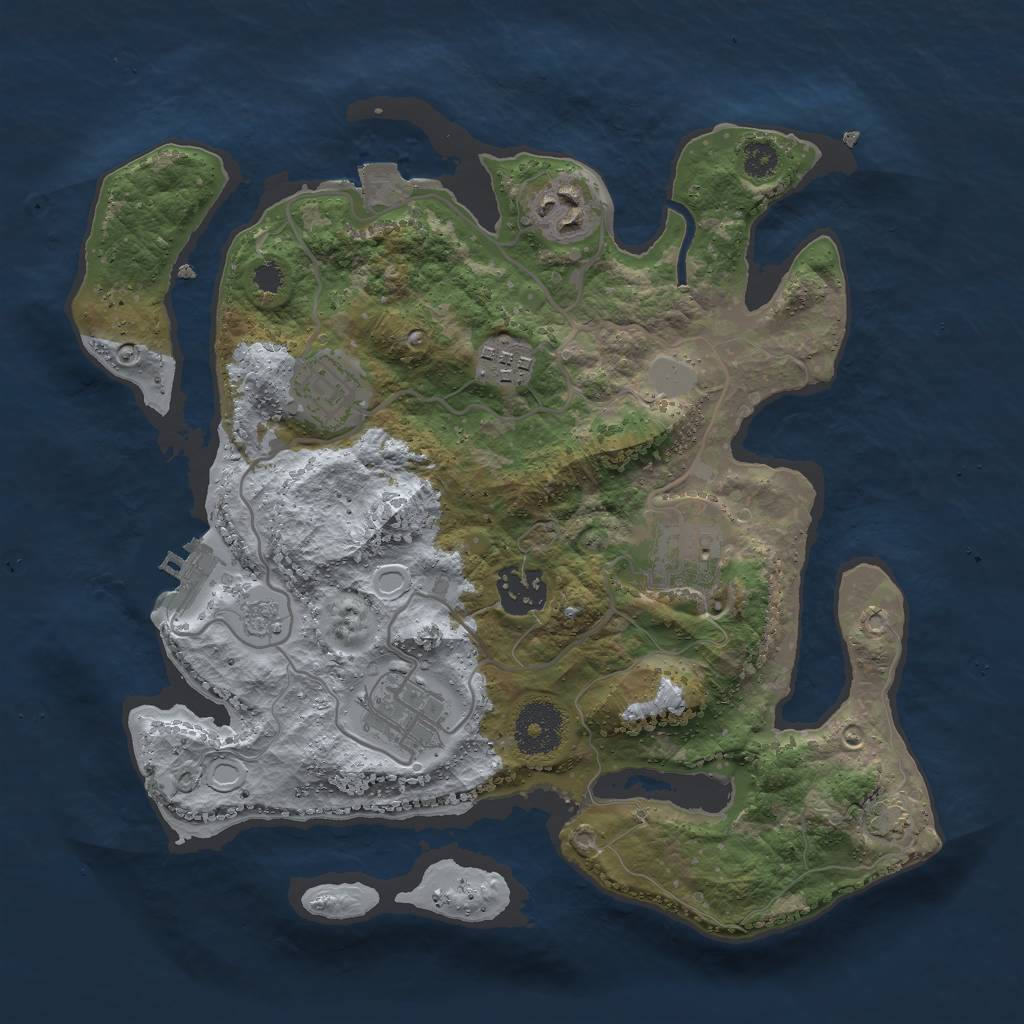 Rust Map: Procedural Map, Size: 3000, Seed: 1915087423, 12 Monuments