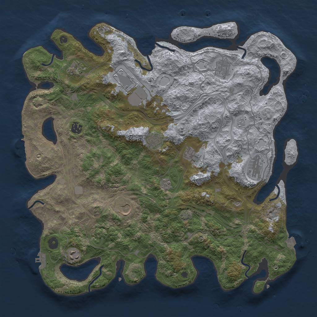 Rust Map: Procedural Map, Size: 4250, Seed: 30881054, 18 Monuments
