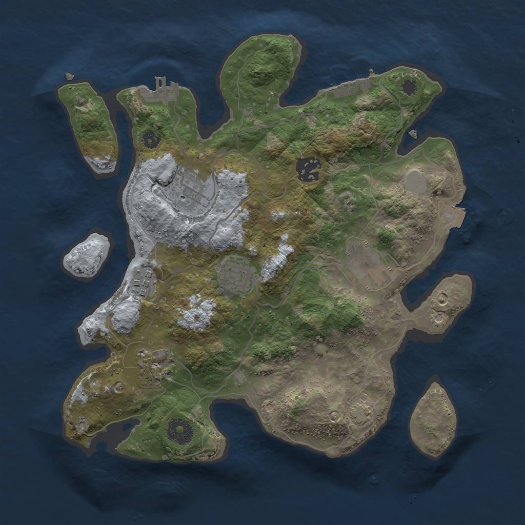 Rust Map: Procedural Map, Size: 3000, Seed: 662108229, 12 Monuments