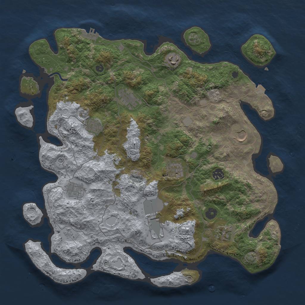 Rust Map: Procedural Map, Size: 4000, Seed: 16563912, 17 Monuments