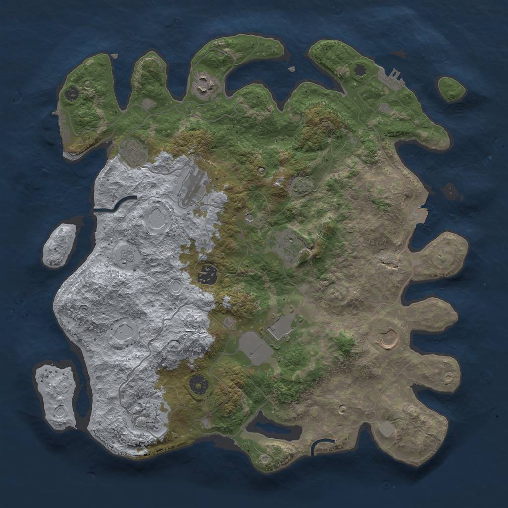 Rust Map: Procedural Map, Size: 3850, Seed: 374418924, 16 Monuments