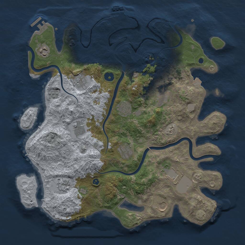 Rust Map: Procedural Map, Size: 3850, Seed: 374418924, 16 Monuments