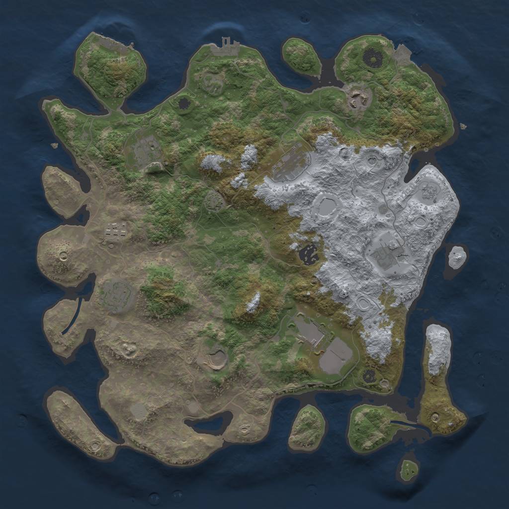 Rust Map: Procedural Map, Size: 3800, Seed: 91919092, 17 Monuments