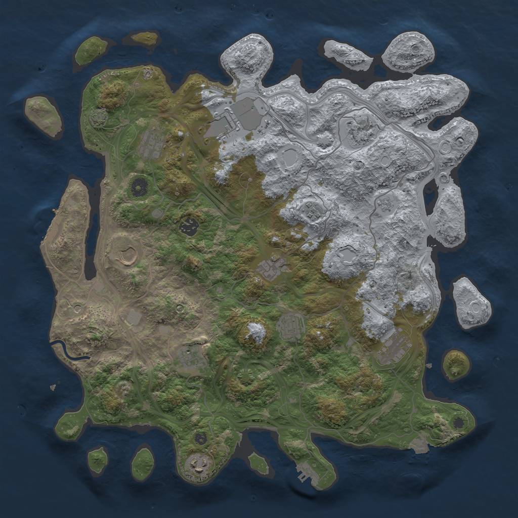 Rust Map: Procedural Map, Size: 4250, Seed: 727328446, 19 Monuments