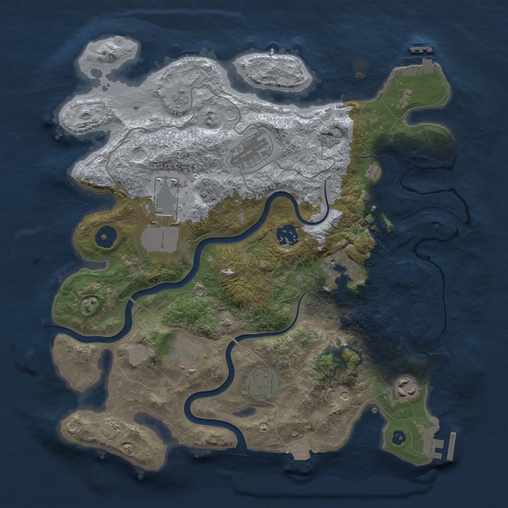 Rust Map: Procedural Map, Size: 3550, Seed: 31023954, 14 Monuments