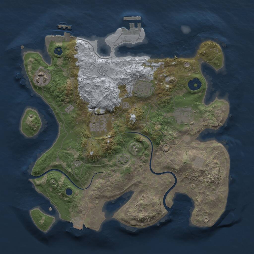 Rust Map: Procedural Map, Size: 3000, Seed: 423764834, 10 Monuments