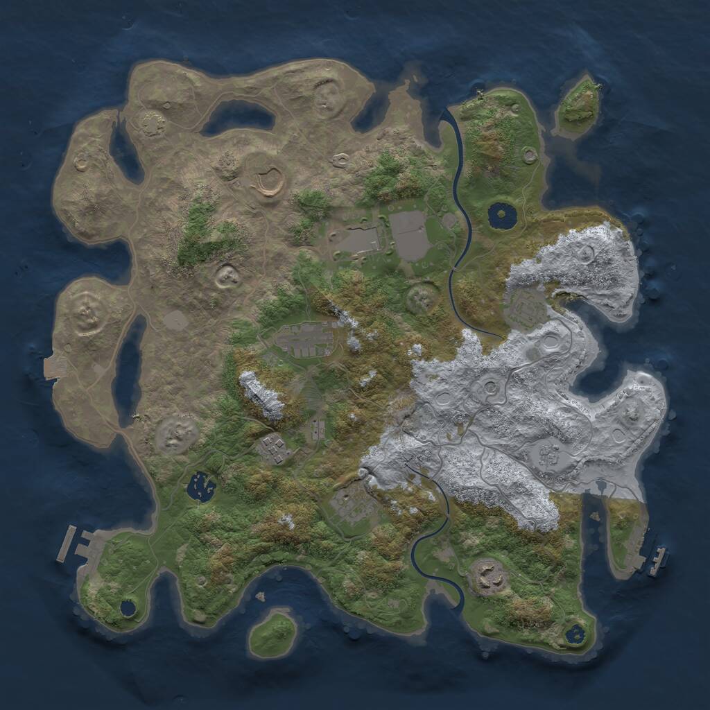 Rust Map: Procedural Map, Size: 3750, Seed: 78423012, 14 Monuments