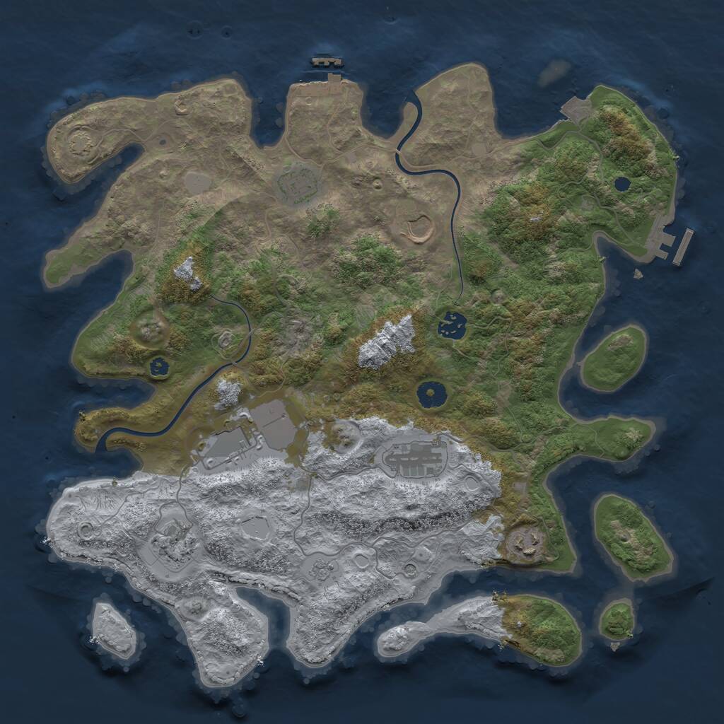 Rust Map: Procedural Map, Size: 3850, Seed: 8711738, 13 Monuments