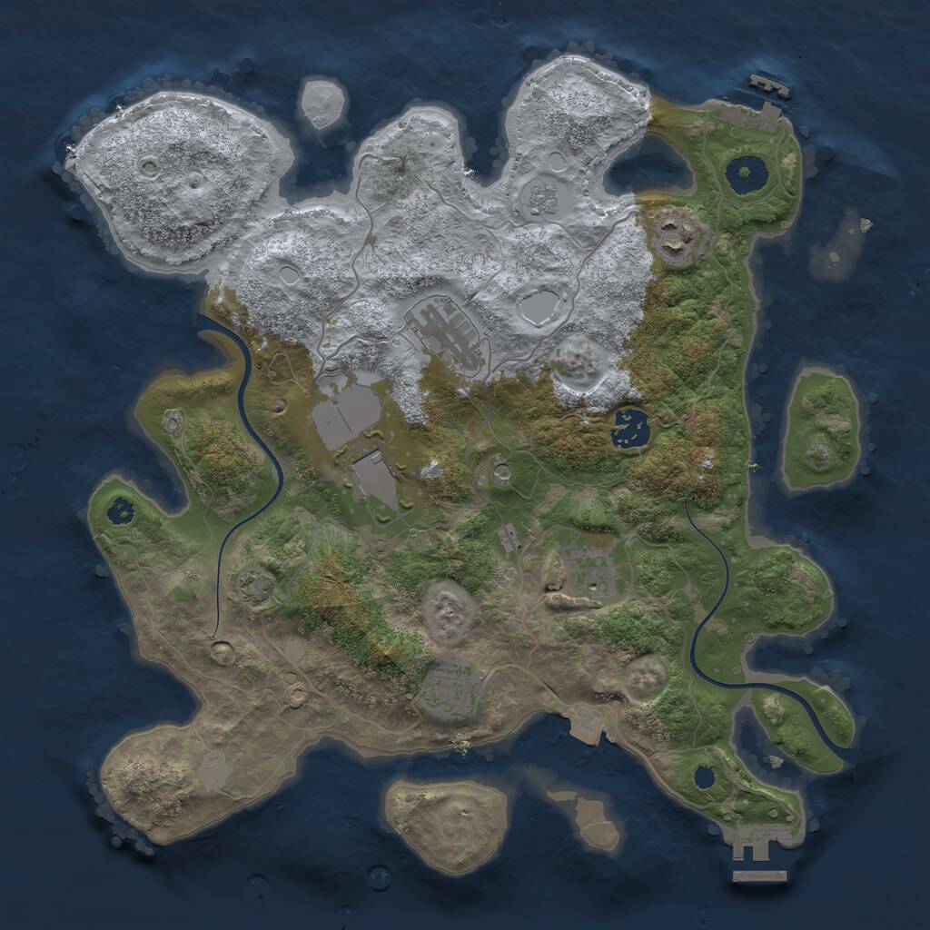 Rust Map: Procedural Map, Size: 3500, Seed: 287346740, 12 Monuments